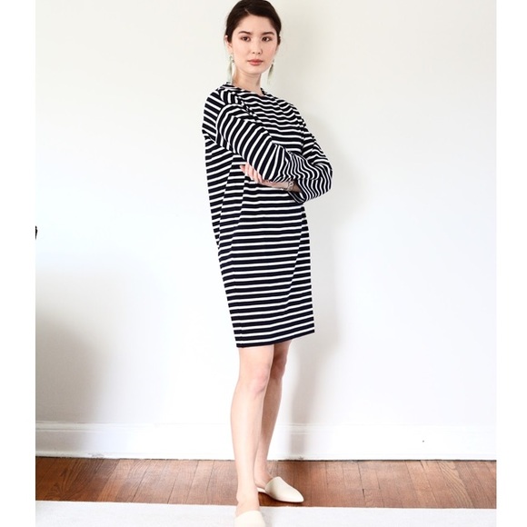 Everlane Breton Cotton Striped Oversize Dress Sz S - Picture 2 of 8
